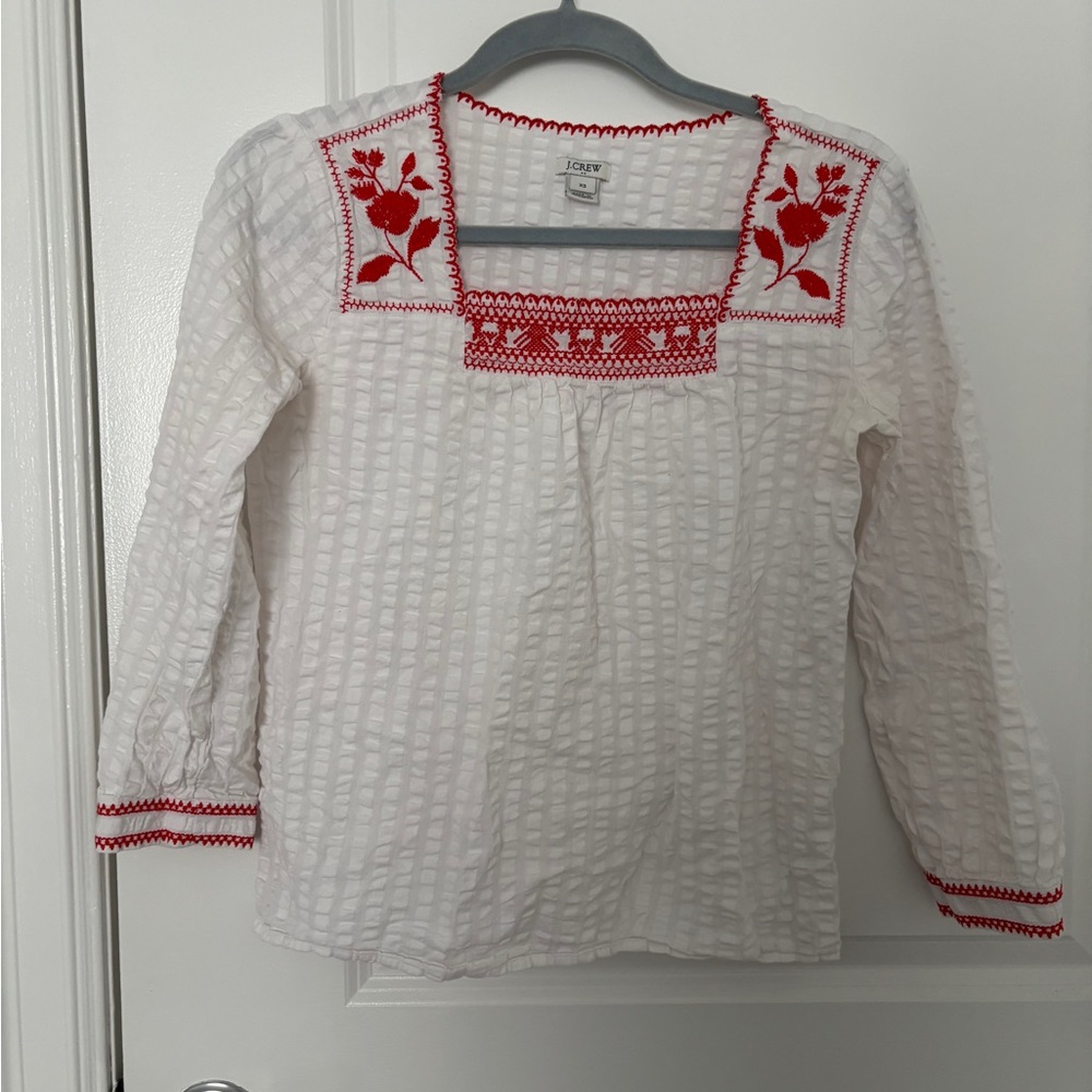 J. Crew White Top with Red Trim